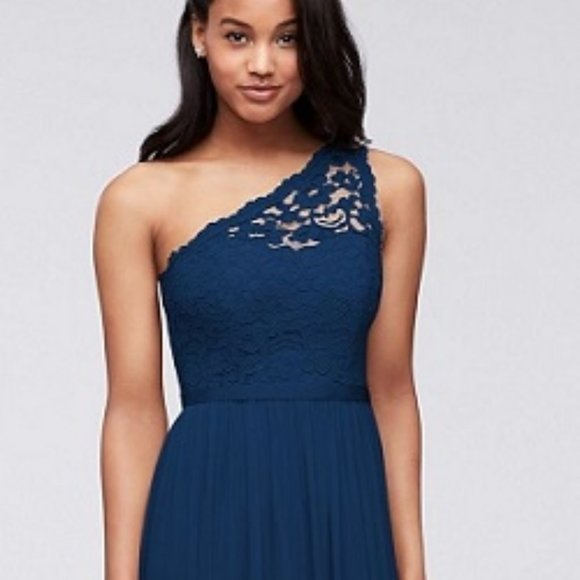 David's BridalF17063 Lace Navy (Marine) Long dress - Picture 1 of 7